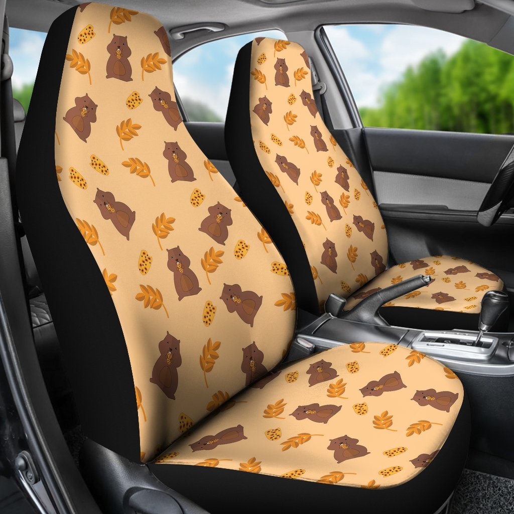 Hamster Eating Pattern Print Universal Fit Car Seat Cover-grizzshop