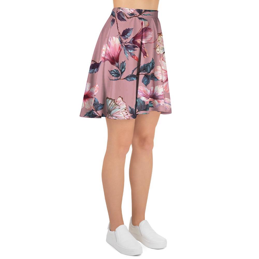 Hand Drawn Hibiscus Print Women's Skirt-grizzshop