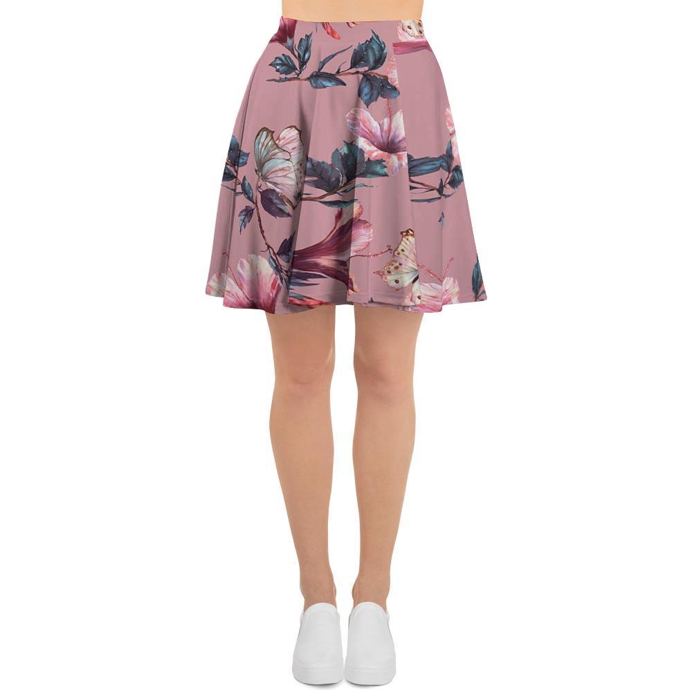 Hand Drawn Hibiscus Print Women's Skirt-grizzshop
