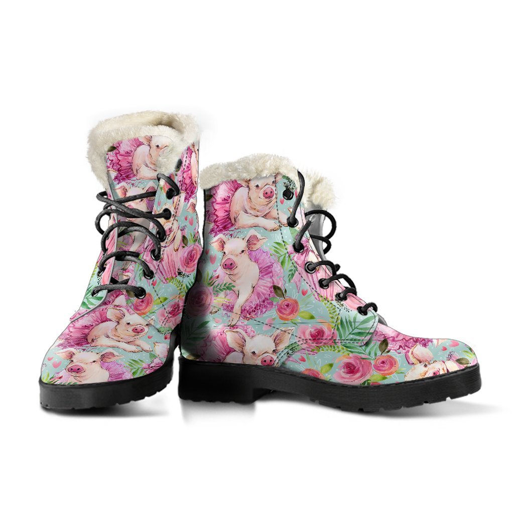 Hand Drawn Pig Pattern Print Comfy Winter Boots-grizzshop