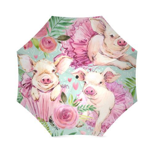 Hand Drawn Pig Pattern Print Foldable Umbrella-grizzshop