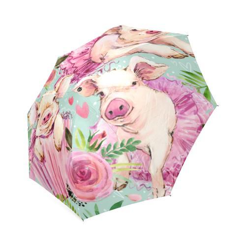 Hand Drawn Pig Pattern Print Foldable Umbrella-grizzshop