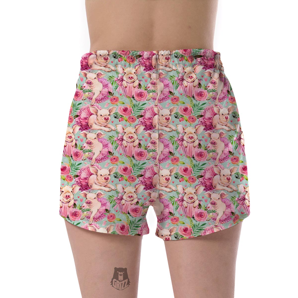 Hand Drawn Pig Pattern Print Women's Shorts-grizzshop