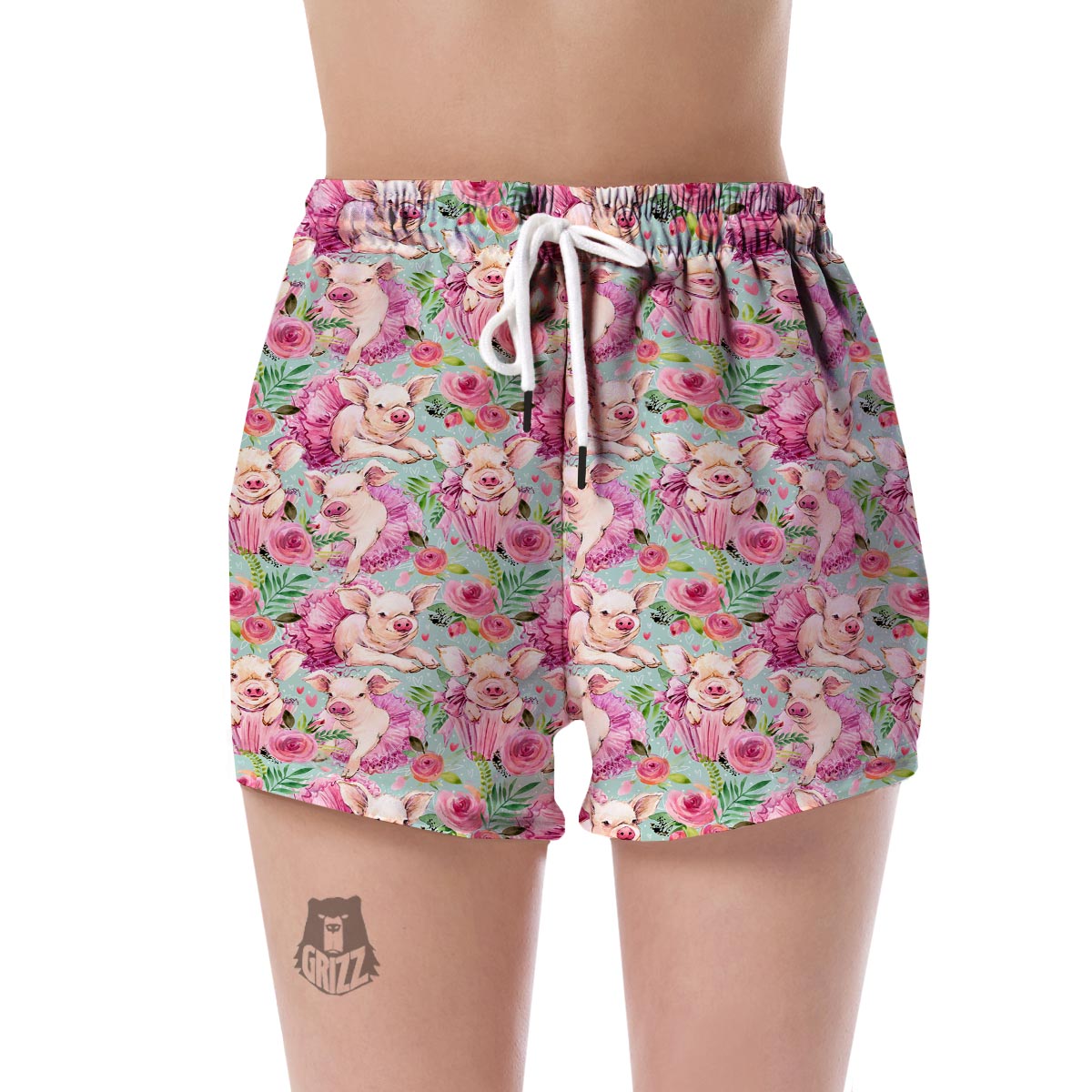 Hand Drawn Pig Pattern Print Women's Shorts-grizzshop