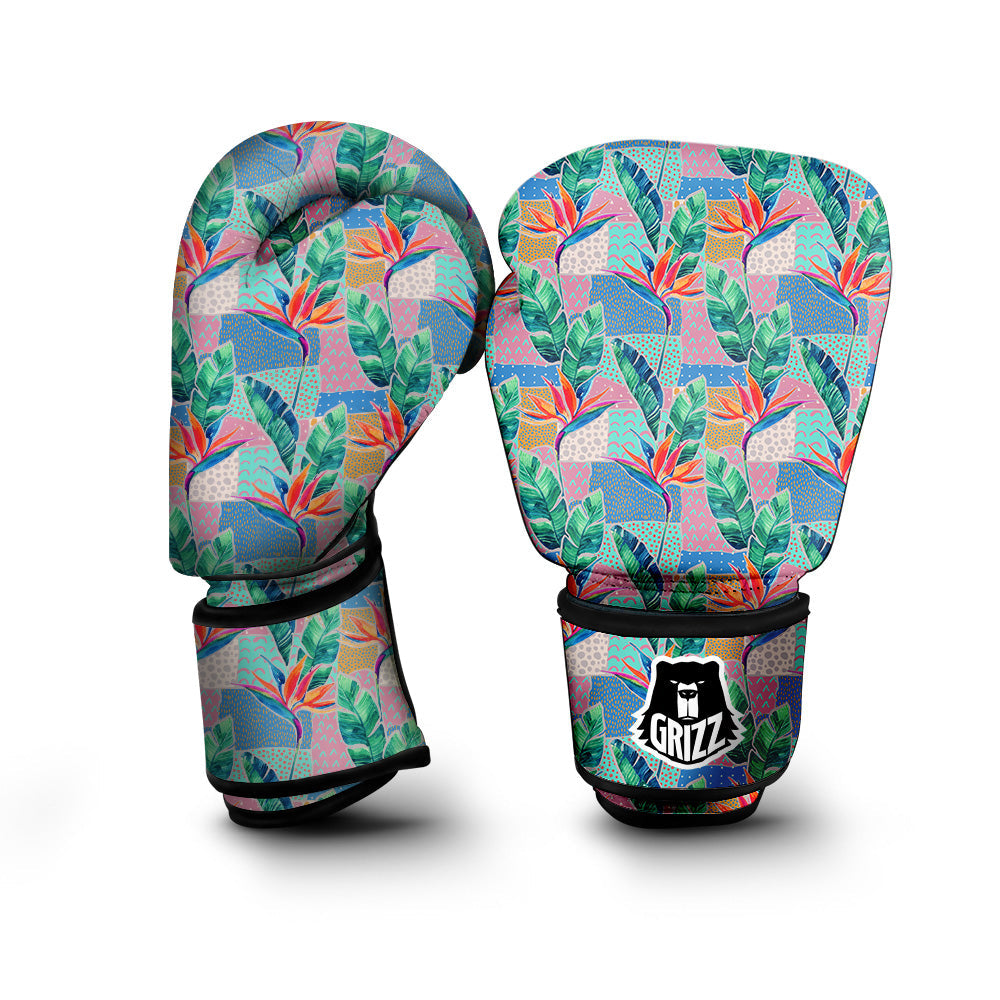Hand Drawn Watercolor Tropical Print Pattern Boxing Gloves-grizzshop