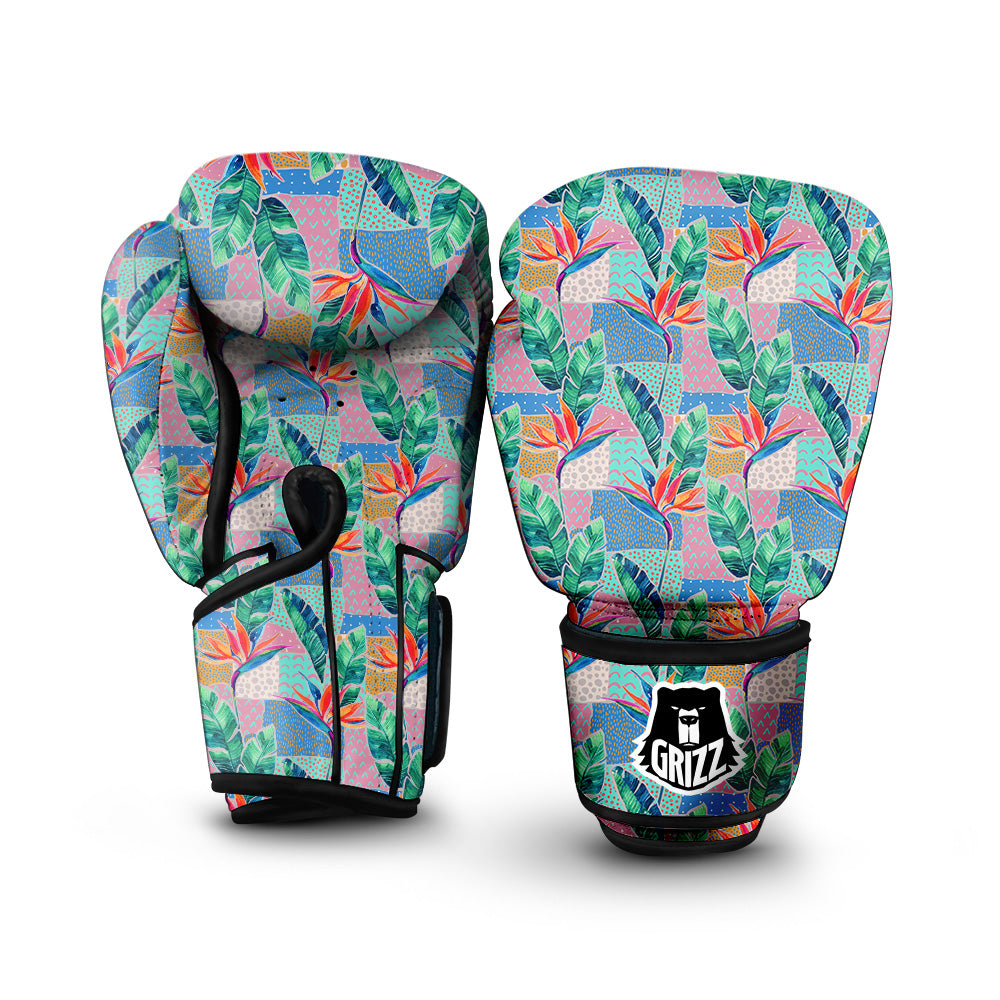 Hand Drawn Watercolor Tropical Print Pattern Boxing Gloves-grizzshop