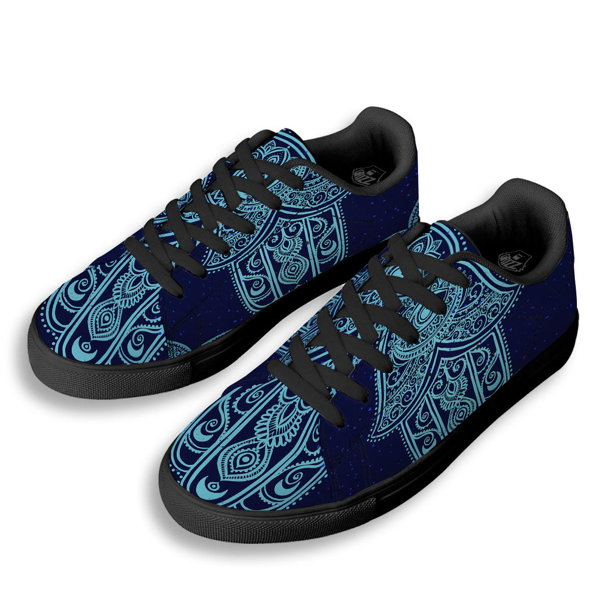 Hand Indian Hamsa Print Black Low Top Sneakers-grizzshop