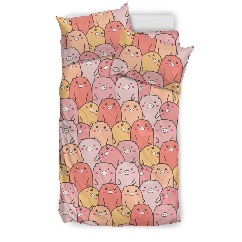 Hand Drawn Pig Pattern Print Pillow & Duvet Covers Bedding Set-grizzshop