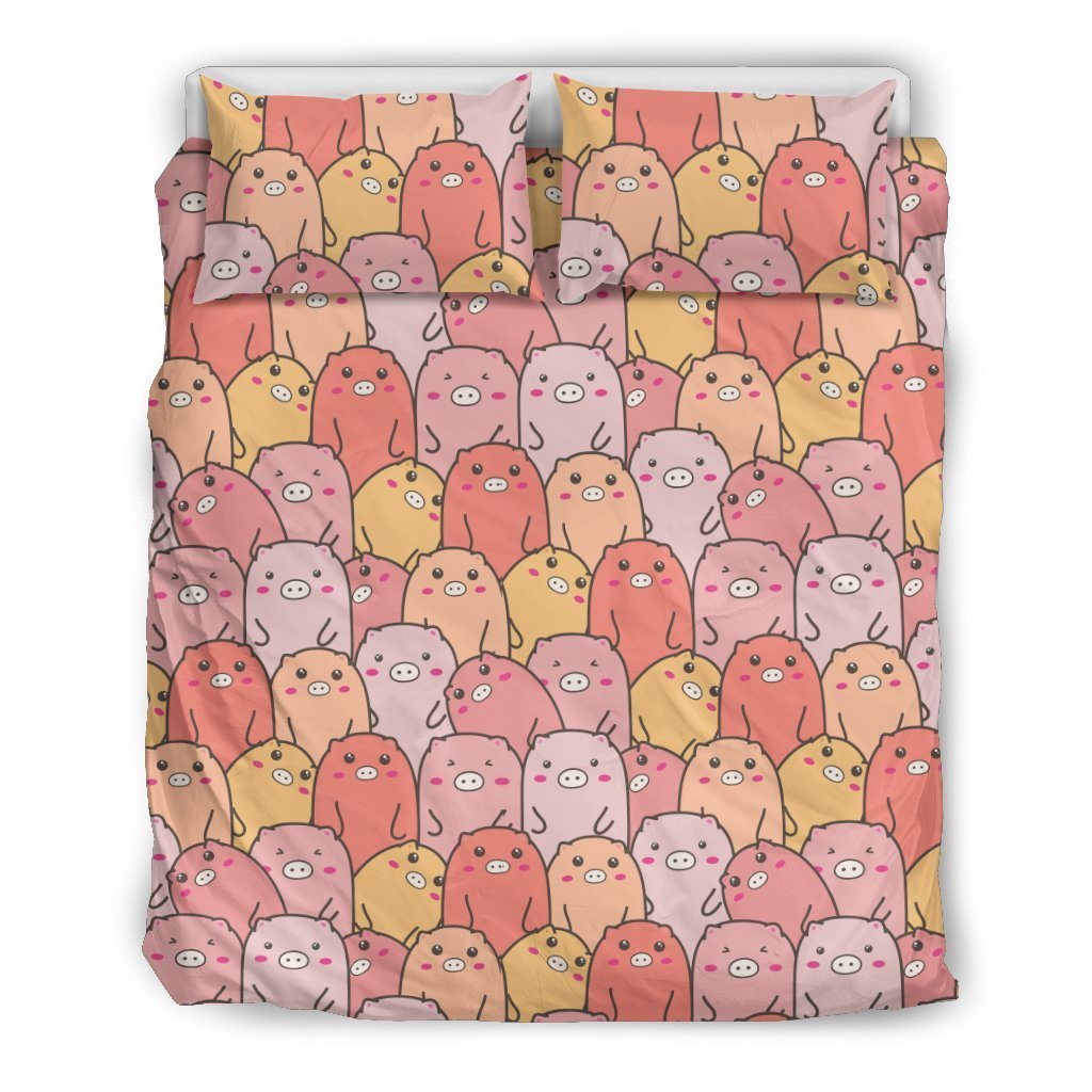Hand Drawn Pig Pattern Print Pillow & Duvet Covers Bedding Set-grizzshop
