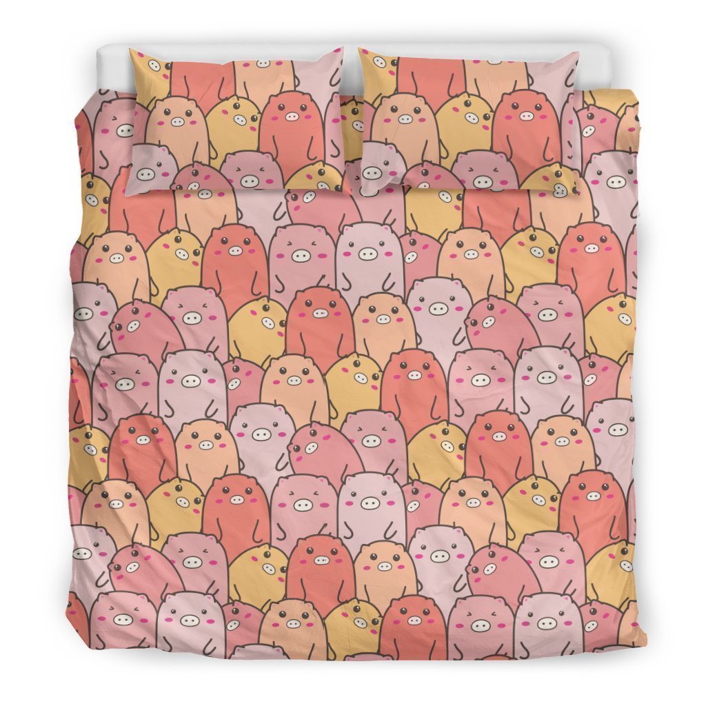 Hand Drawn Pig Pattern Print Pillow & Duvet Covers Bedding Set-grizzshop