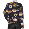 Hanukkah Black Print Pattern Women's Sweatshirt-grizzshop