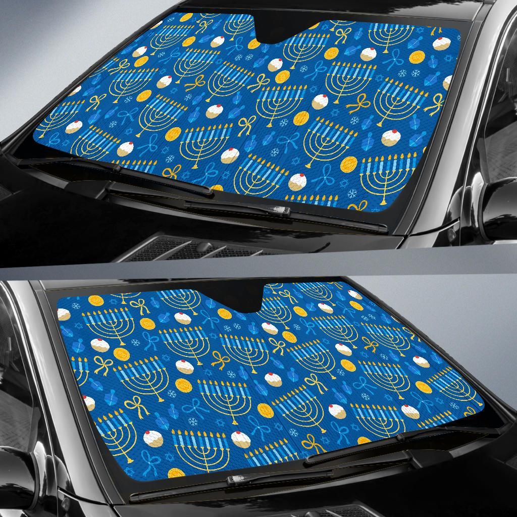 Hanukkah Pattern Print Car Sun Shade-grizzshop