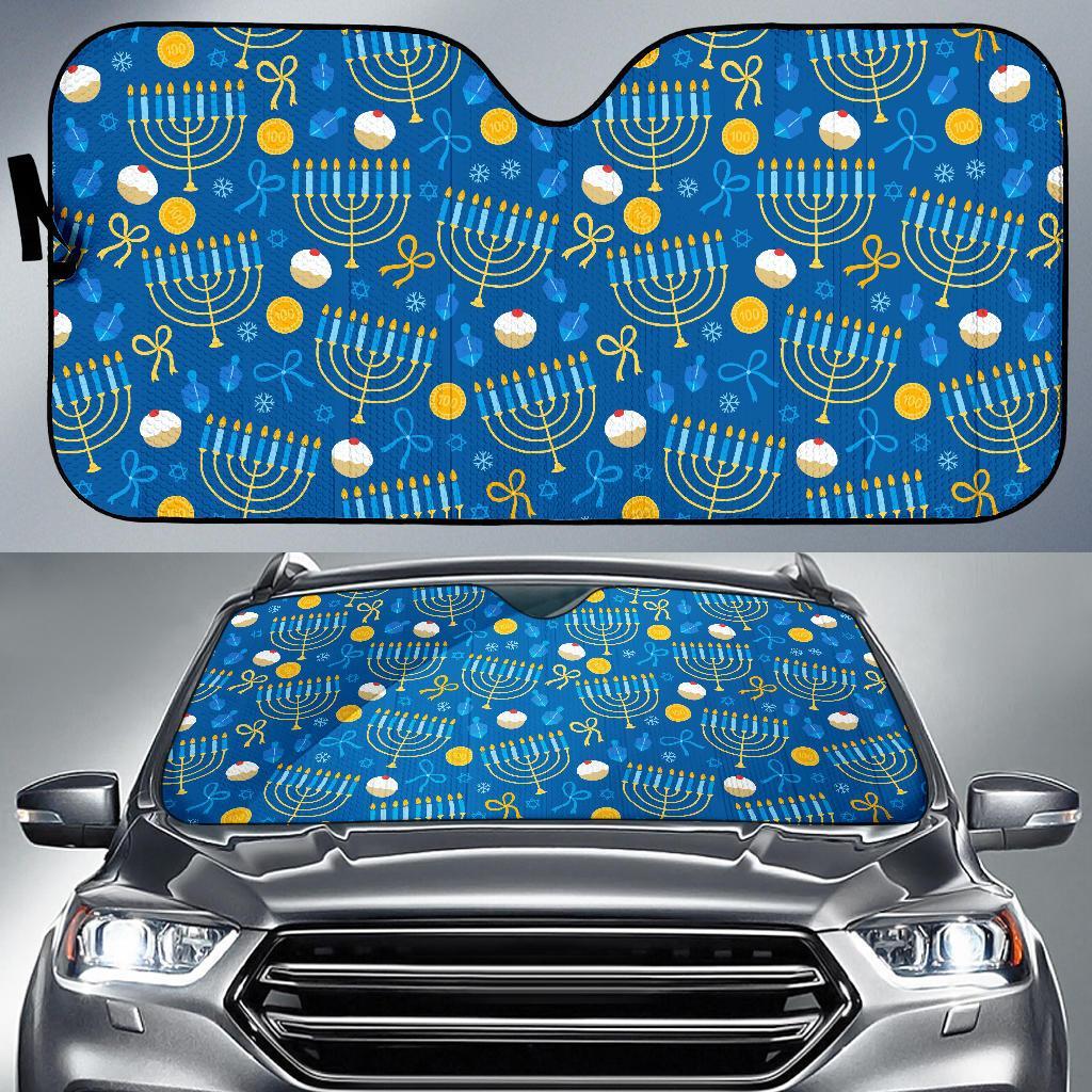 Hanukkah Pattern Print Car Sun Shade-grizzshop