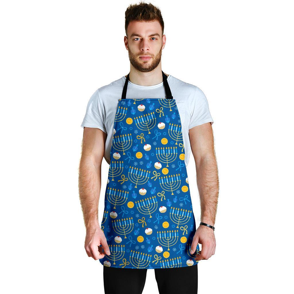 Hanukkah Pattern Print Men's Apron-grizzshop