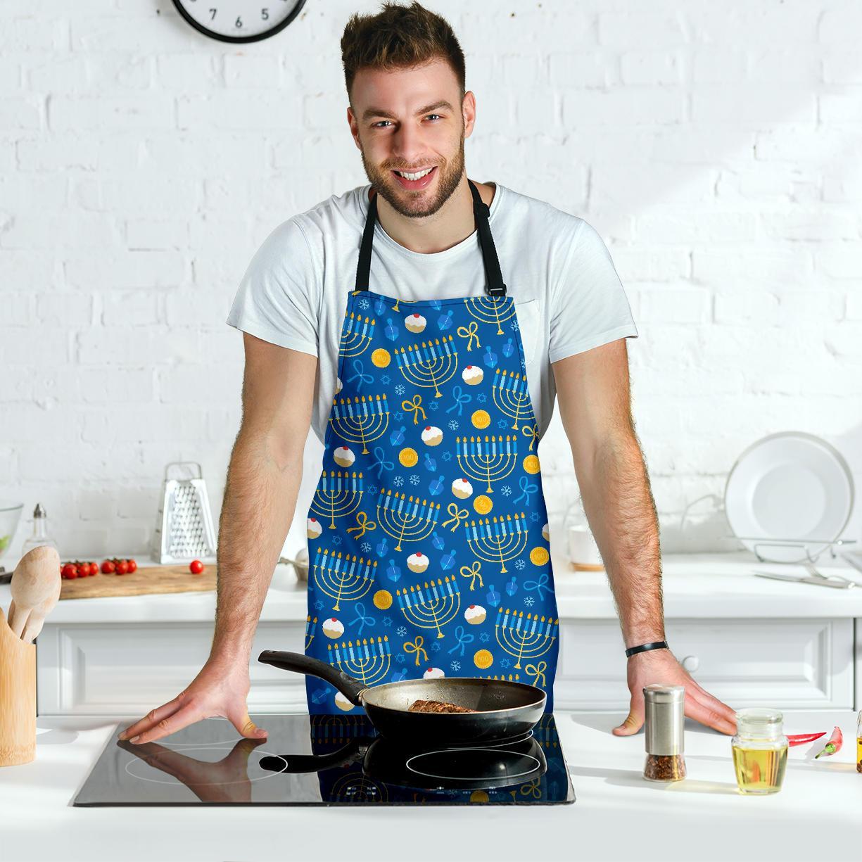 Hanukkah Pattern Print Men's Apron-grizzshop