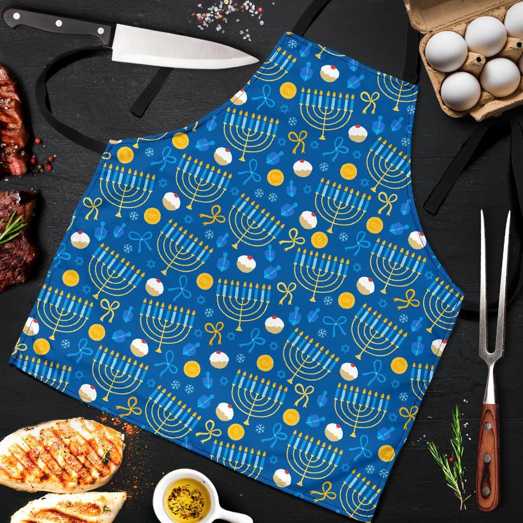 Hanukkah Pattern Print Men's Apron-grizzshop