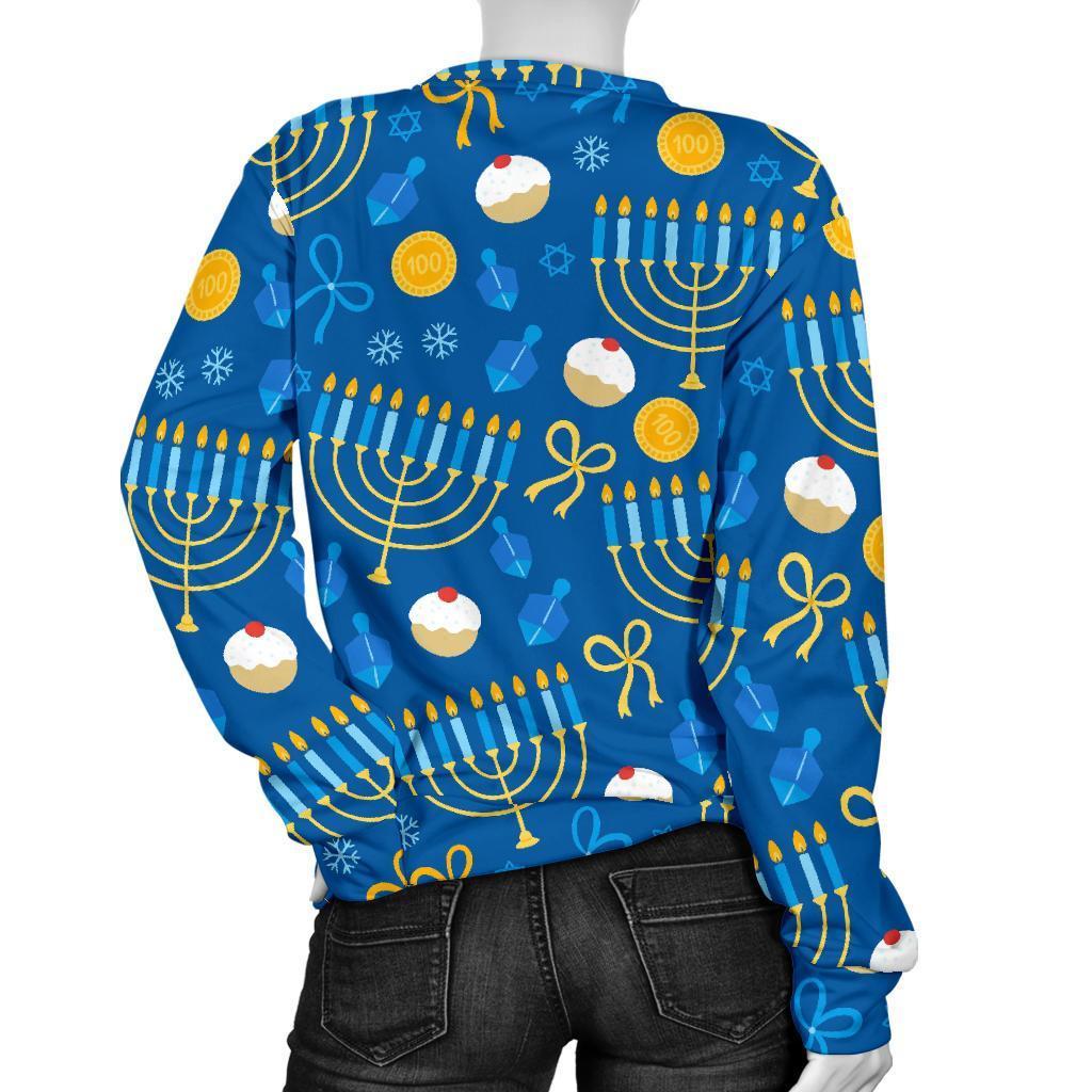 Hanukkah Pattern Print Women's Sweatshirt-grizzshop