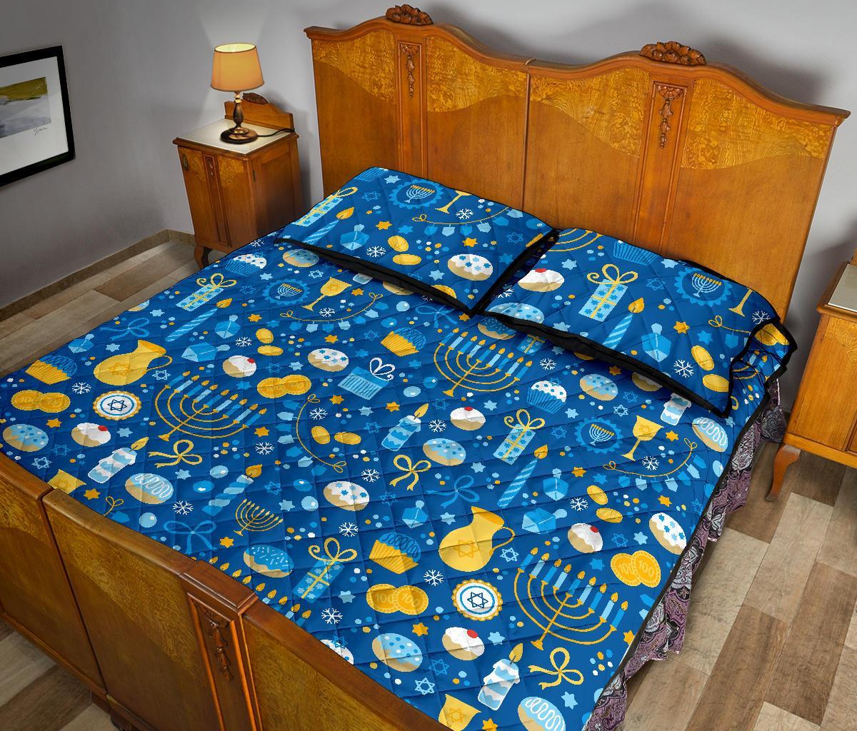 Hanukkah Print Pattern Bed Set Quilt-grizzshop