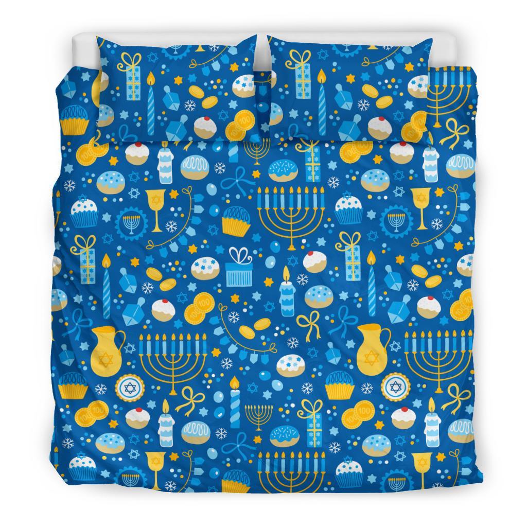 Hanukkah Print Pattern Duvet Cover Bedding Set-grizzshop