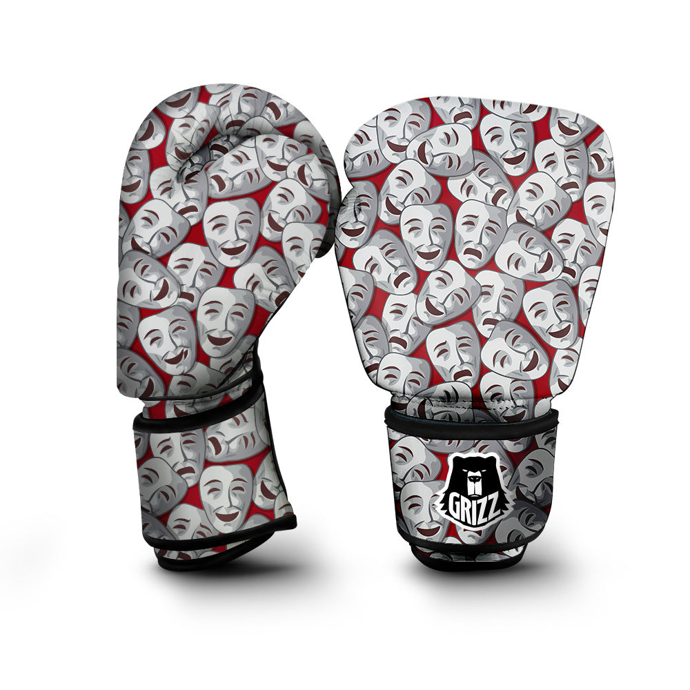 Happy And Sad Theatrical Masks Print Pattern Boxing Gloves-grizzshop