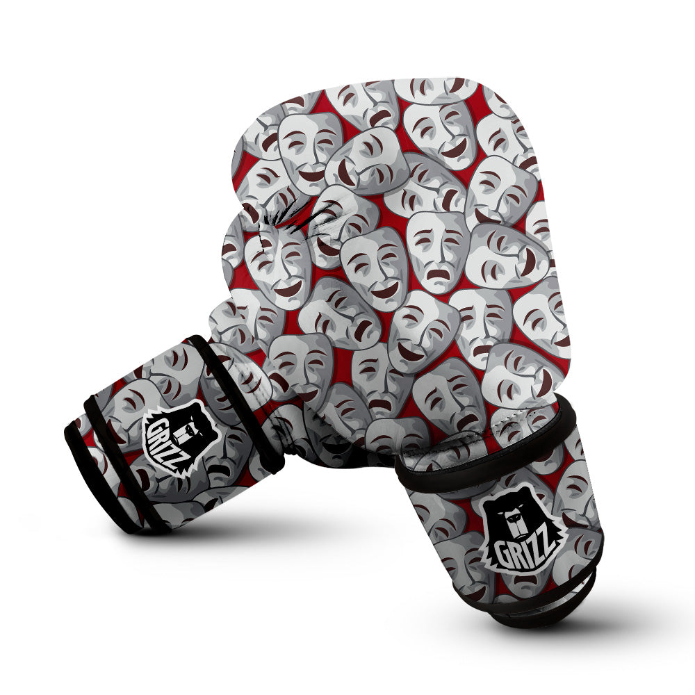 Happy And Sad Theatrical Masks Print Pattern Boxing Gloves-grizzshop