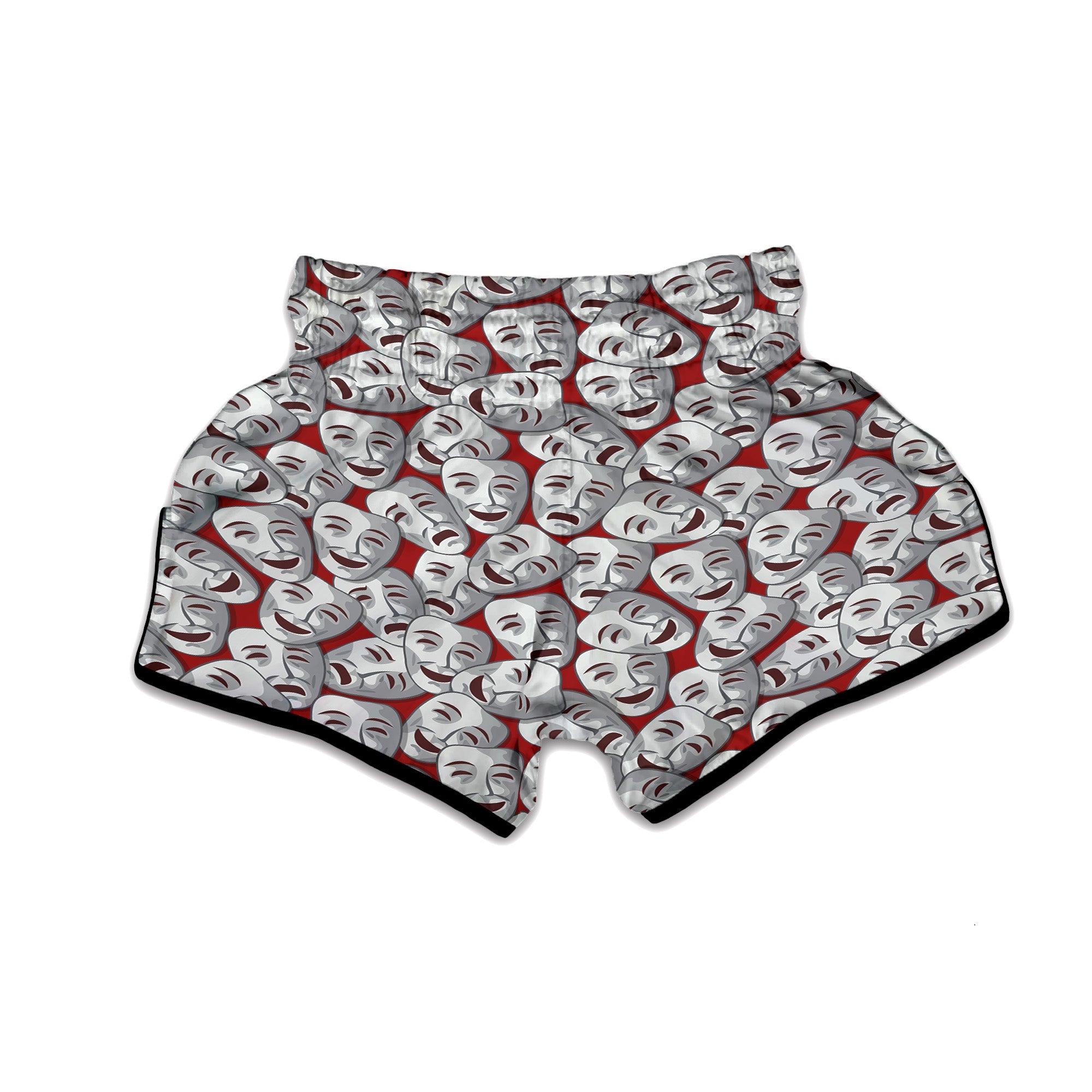 Happy And Sad Theatrical Masks Print Pattern Muay Thai Boxing Shorts-grizzshop