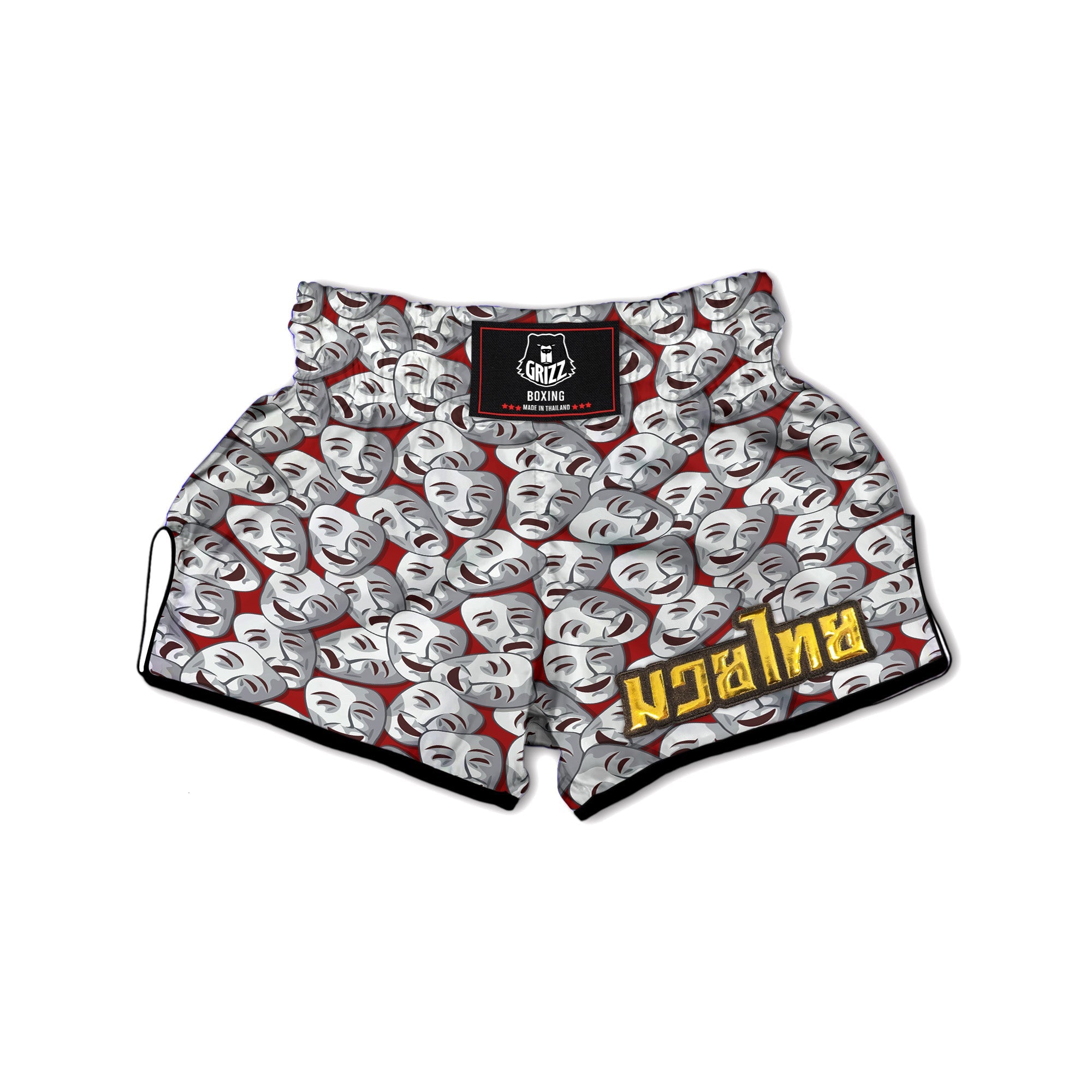 Happy And Sad Theatrical Masks Print Pattern Muay Thai Boxing Shorts-grizzshop