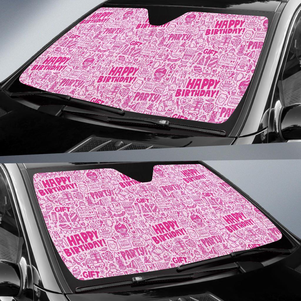 Happy Birthday Pattern Print Car Sun Shade-grizzshop