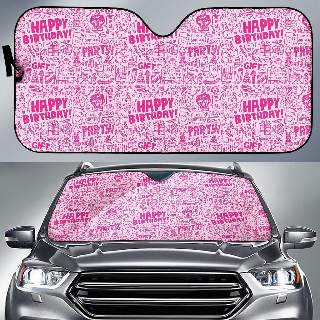 Happy Birthday Pattern Print Car Sun Shade-grizzshop