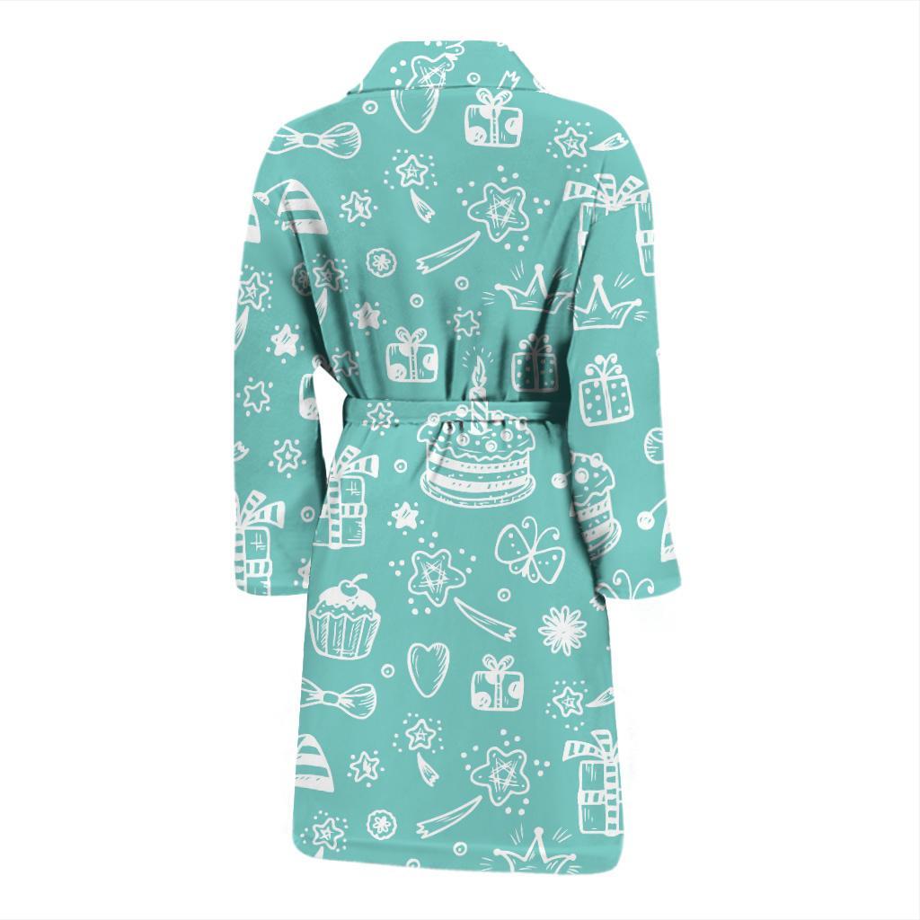 Happy Birthday Print Pattern Men Long Robe-grizzshop