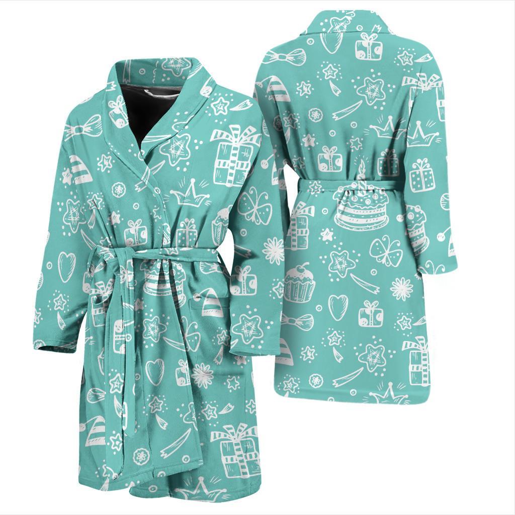 Happy Birthday Print Pattern Men Long Robe-grizzshop