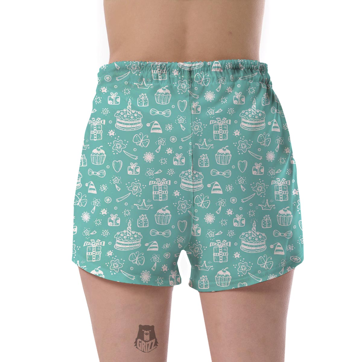 Happy Birthday Print Pattern Women's Shorts-grizzshop
