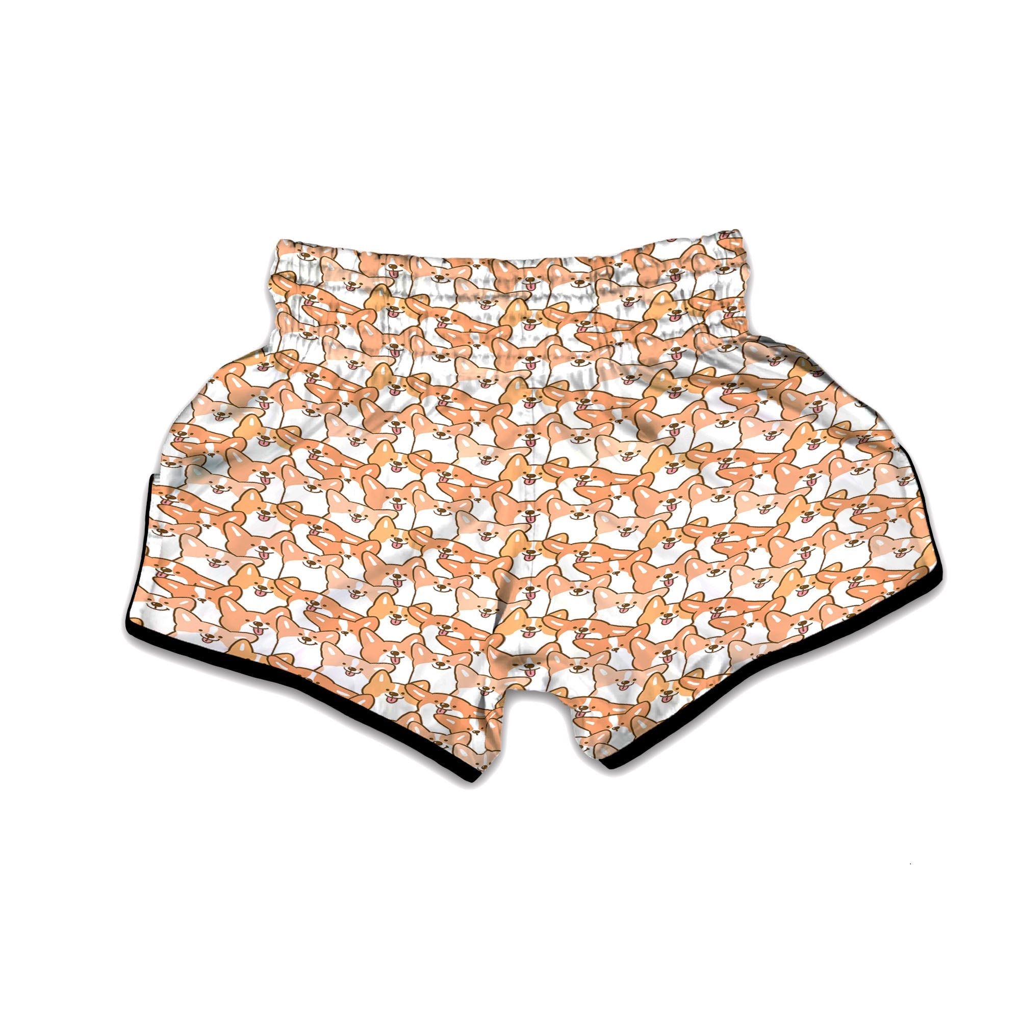 Happy Corgi Print Pattern Muay Thai Boxing Shorts-grizzshop