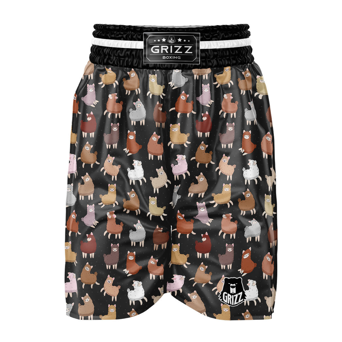 Happy Llama Print Pattern Boxing Shorts-grizzshop