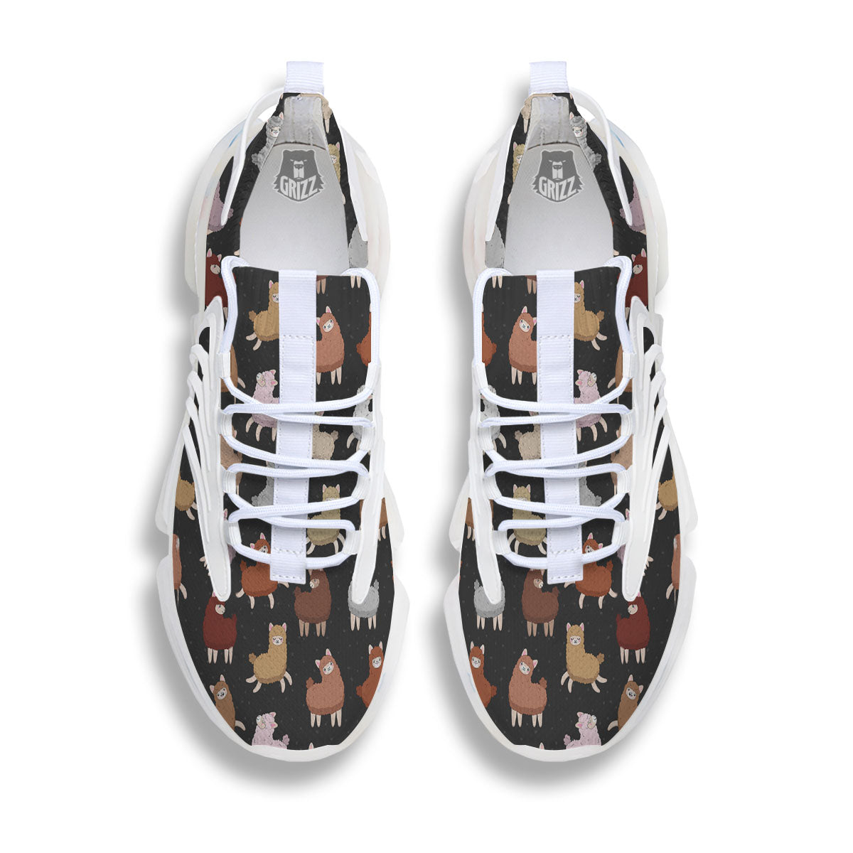 Happy Llama Print Pattern White Gym Shoes-grizzshop