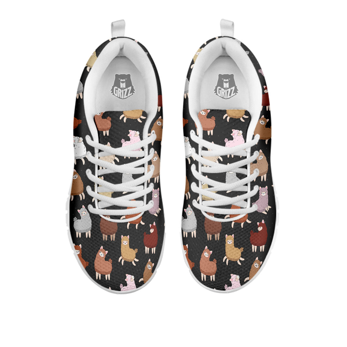 Happy Llama Print Pattern White Sneaker-grizzshop