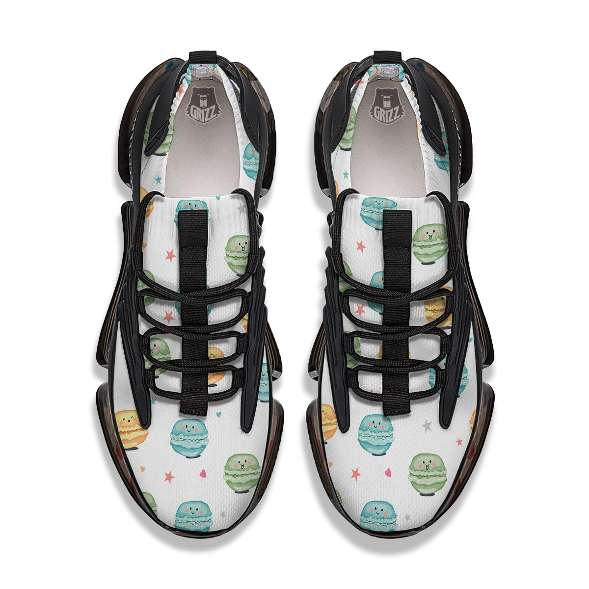 Happy Macarons Print Pattern Black Gym Shoes-grizzshop