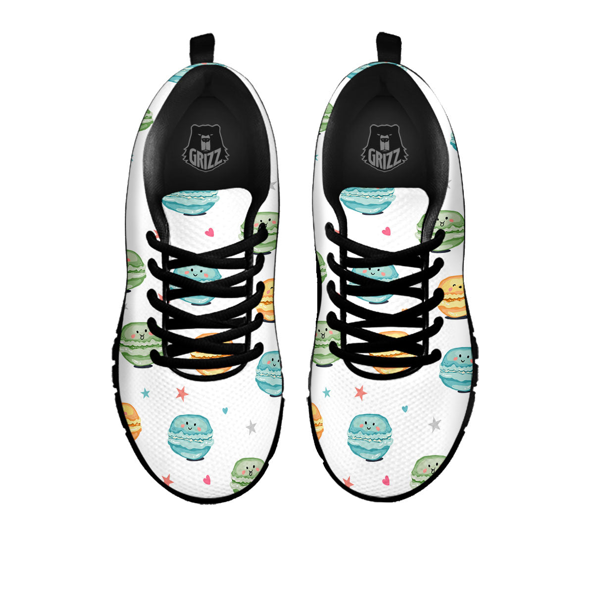 Happy Macarons Print Pattern Black Sneaker-grizzshop