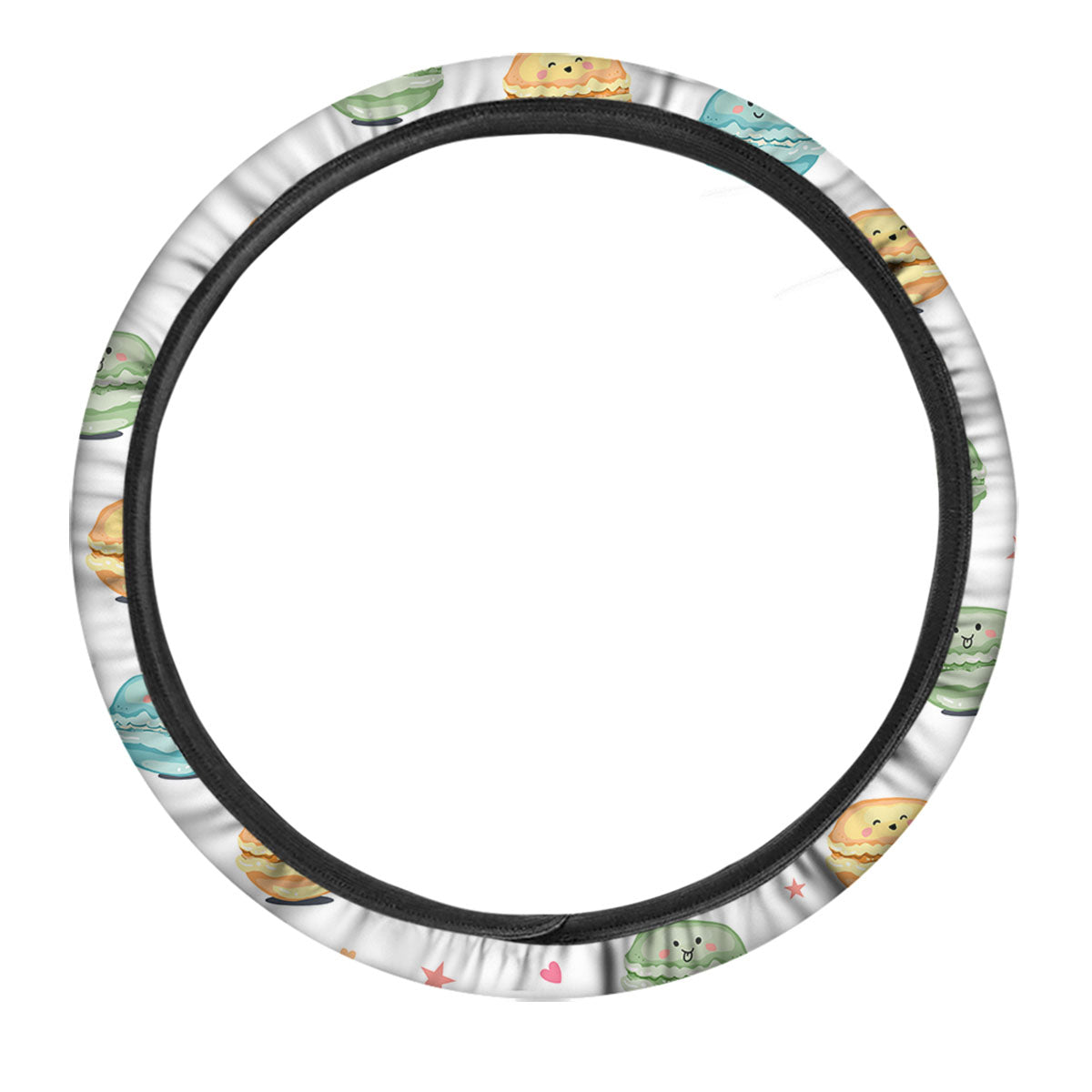 Happy Macarons Print Pattern Car Steering Wheel Cover-grizzshop