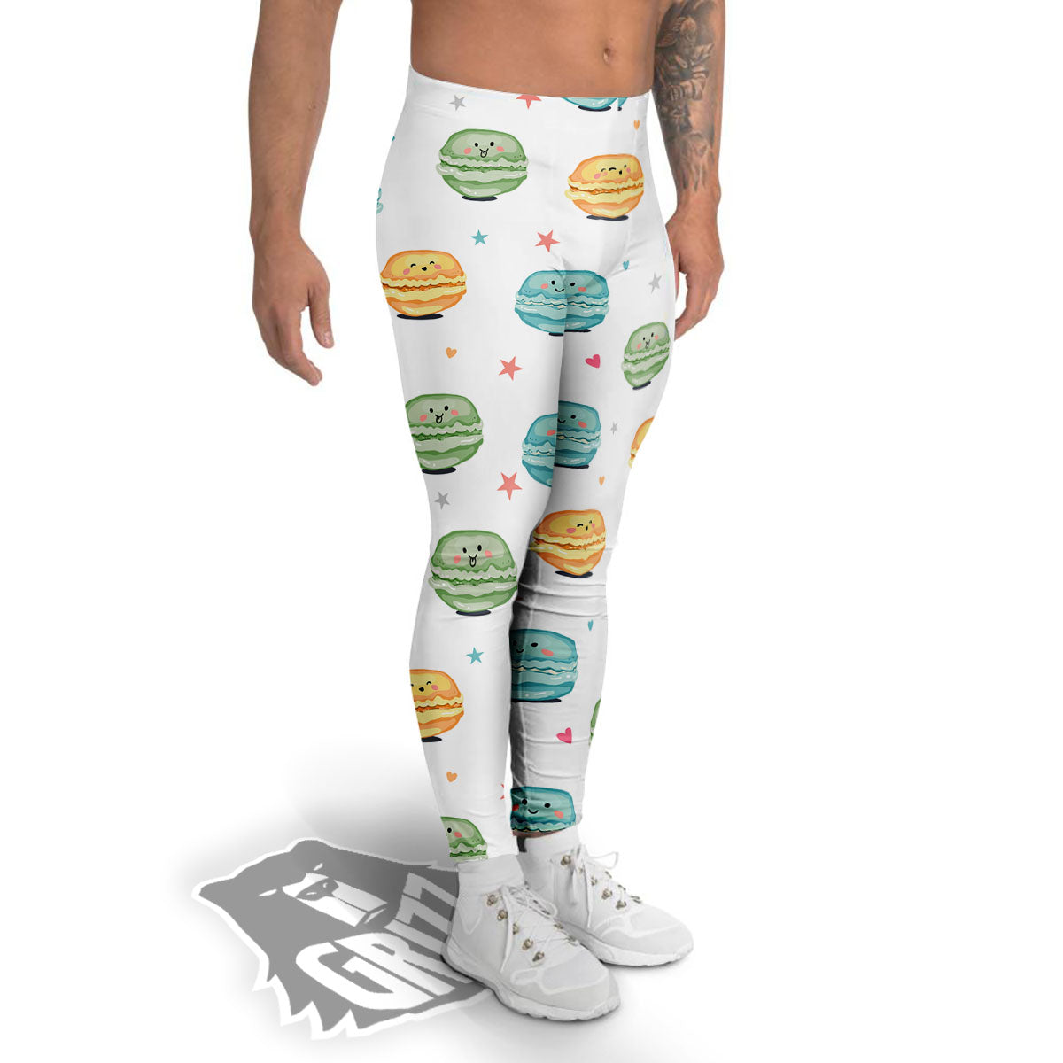 Happy Macarons Print Pattern Men's Leggings-grizzshop