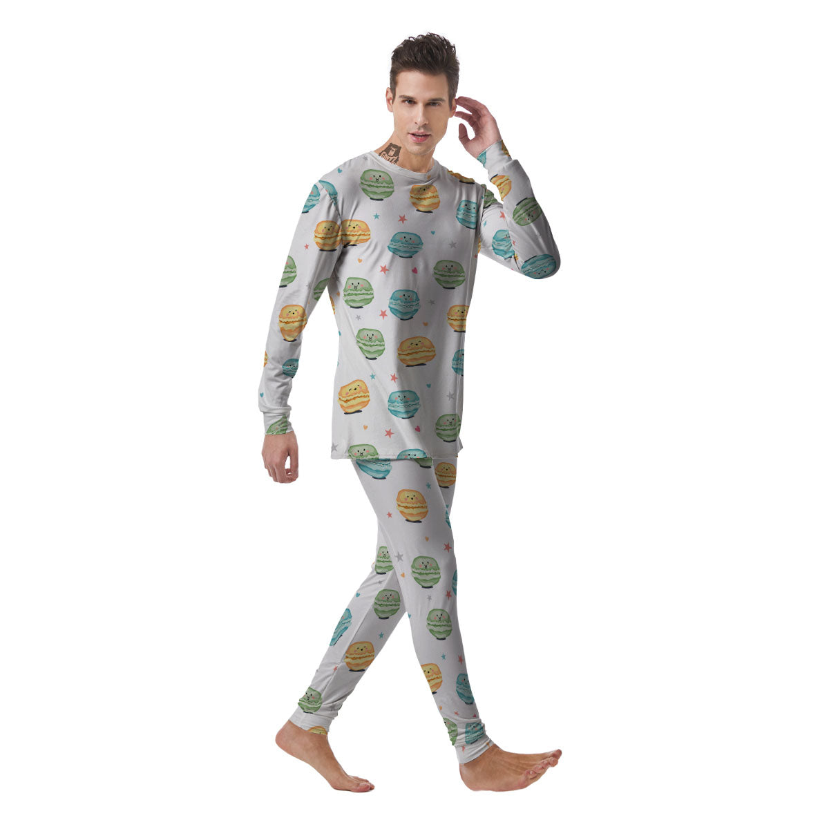 Happy Macarons Print Pattern Men's Pajamas-grizzshop