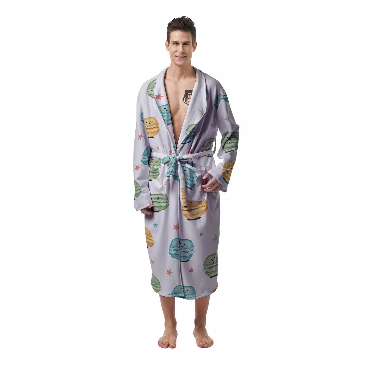 Happy Macarons Print Pattern Men's Robe-grizzshop