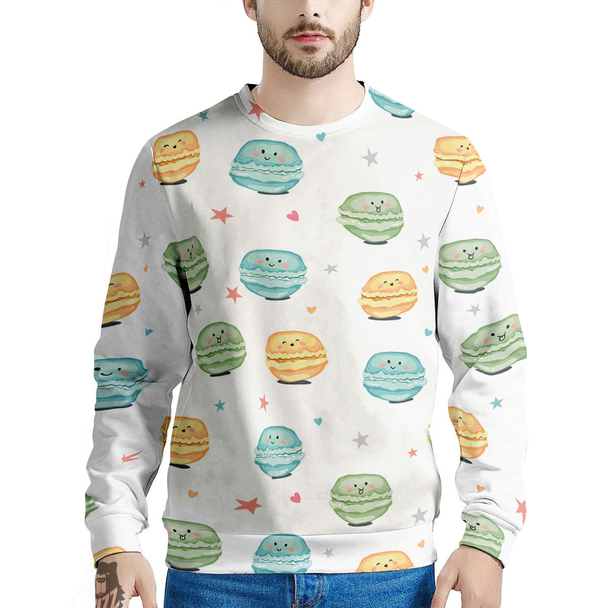 Happy Macarons Print Pattern Men's Sweatshirt-grizzshop