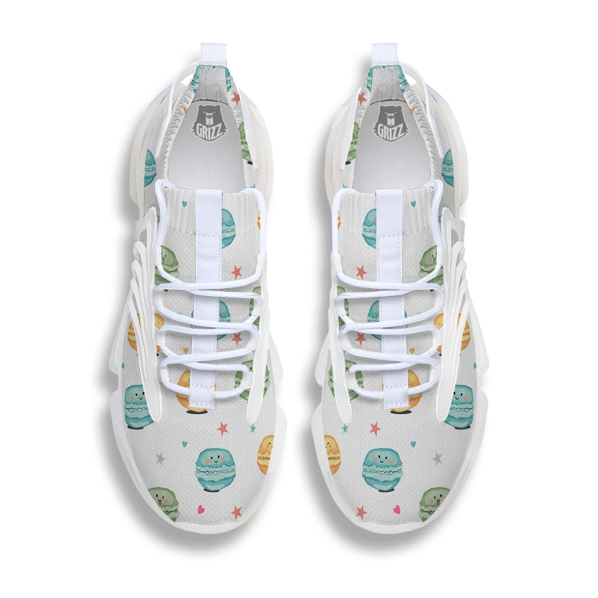 Happy Macarons Print Pattern White Gym Shoes-grizzshop
