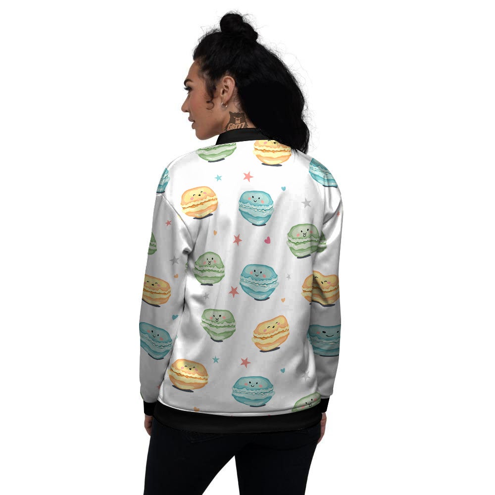 Happy Macarons Print Pattern Women's Bomber Jacket-grizzshop