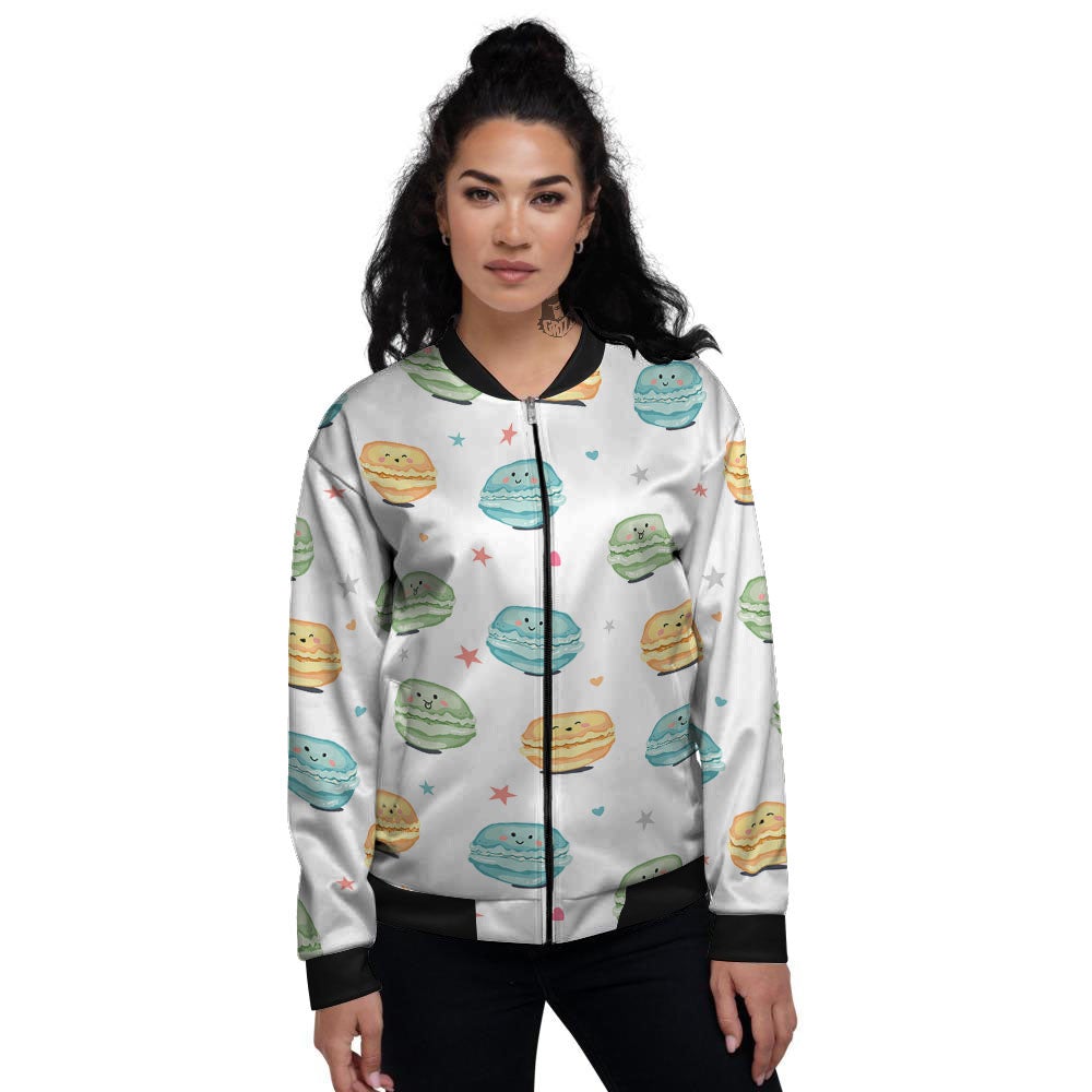 Happy Macarons Print Pattern Women's Bomber Jacket-grizzshop