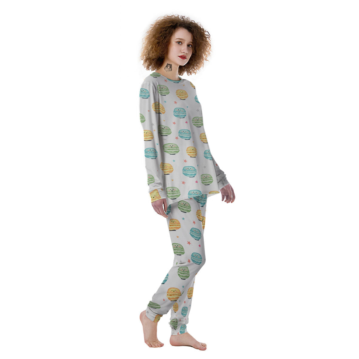 Happy Macarons Print Pattern Women's Pajamas-grizzshop