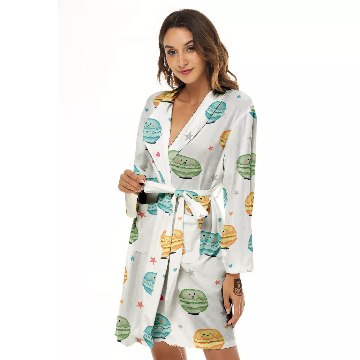 Happy Macarons Print Pattern Women's Robe-grizzshop