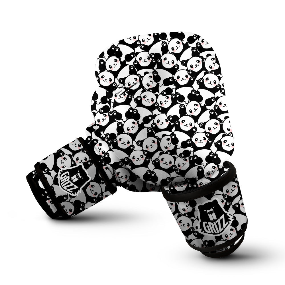 Happy Panda Cute Print Pattern Boxing Gloves-grizzshop
