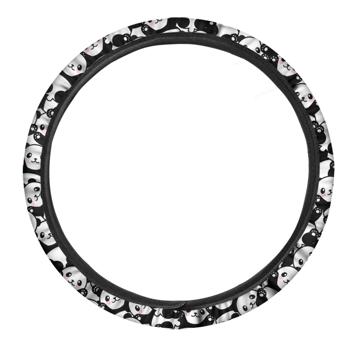 Happy Panda Cute Print Pattern Car Steering Wheel Cover-grizzshop